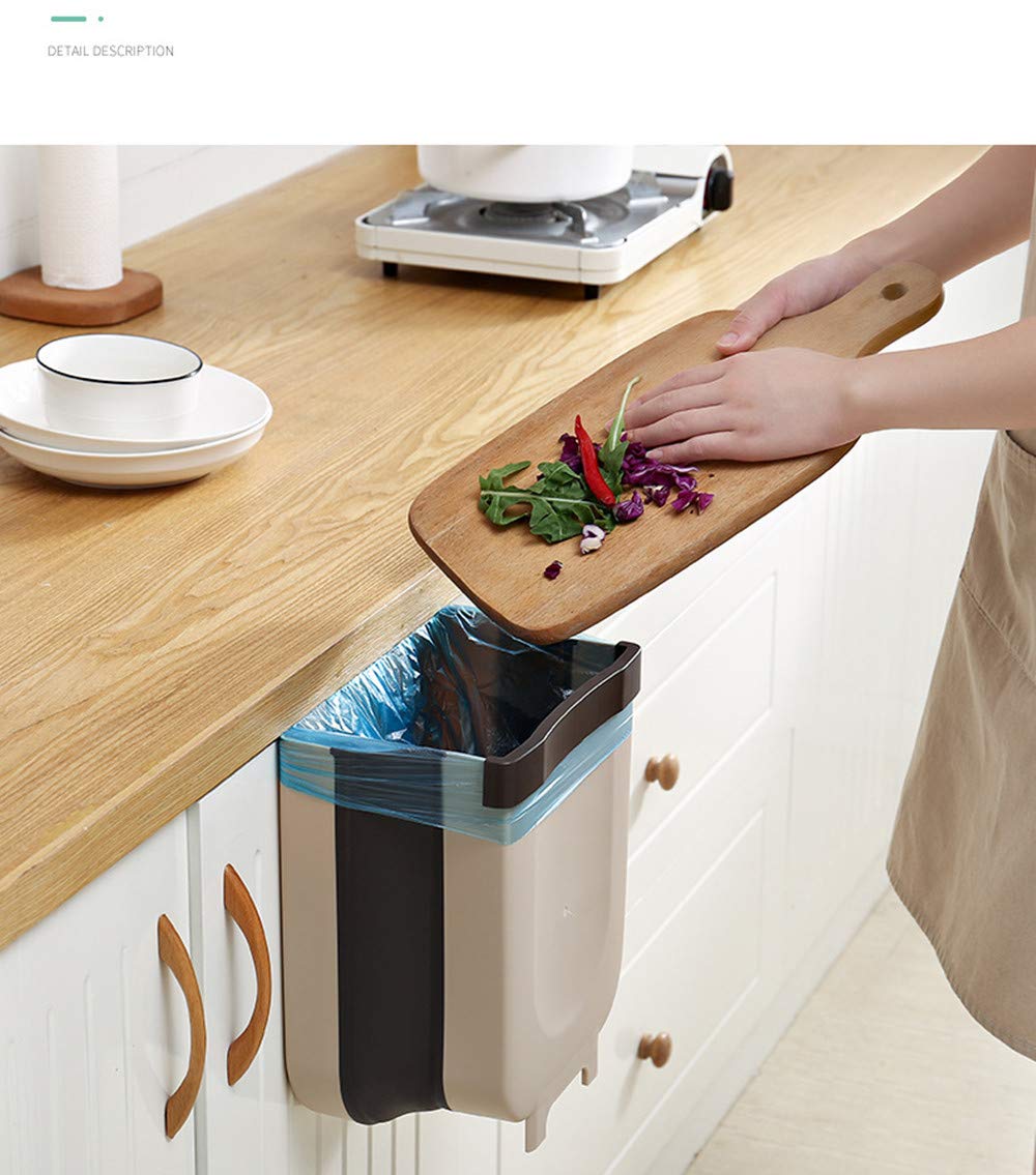 Hanging Kitchen Trash Can, Kitchen Counter Trash Can Collapsible Mini Garbage Bin for Cabinet/Car/Bedroom/Bathroom
